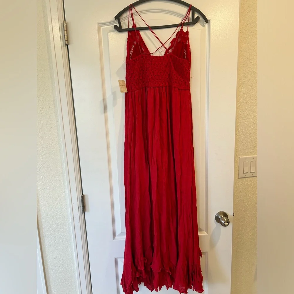 NWT Free People Adella Red Maxi Slip Dress - Picture 8 of 10